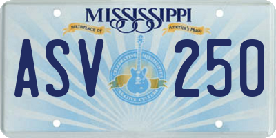 MS license plate ASV250