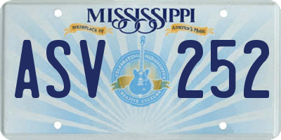 MS license plate ASV252