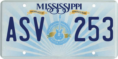 MS license plate ASV253