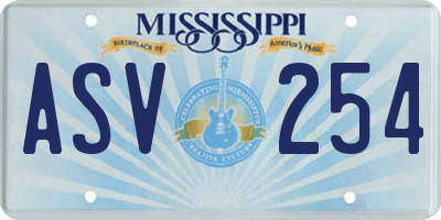 MS license plate ASV254