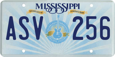 MS license plate ASV256