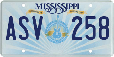 MS license plate ASV258