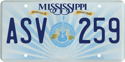 MS license plate ASV259