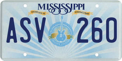 MS license plate ASV260