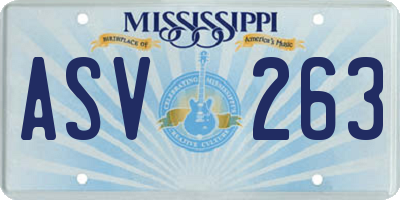 MS license plate ASV263
