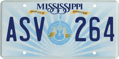 MS license plate ASV264