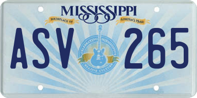 MS license plate ASV265