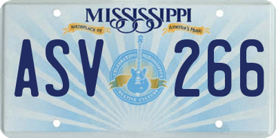 MS license plate ASV266
