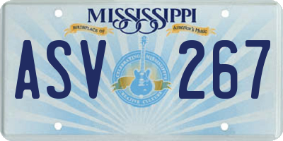 MS license plate ASV267