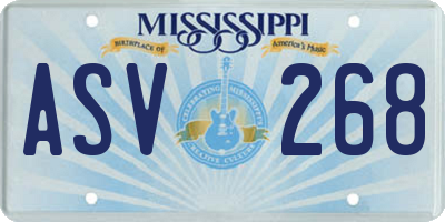 MS license plate ASV268