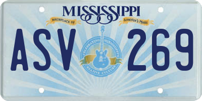 MS license plate ASV269