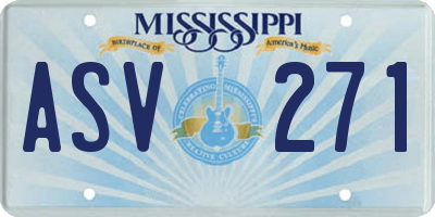MS license plate ASV271