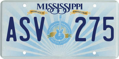 MS license plate ASV275