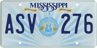 MS license plate ASV276