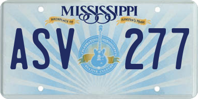 MS license plate ASV277