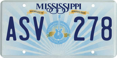 MS license plate ASV278