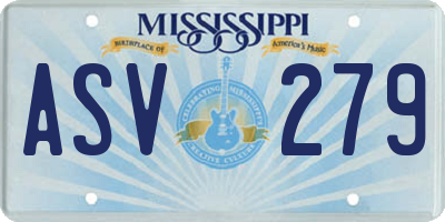 MS license plate ASV279