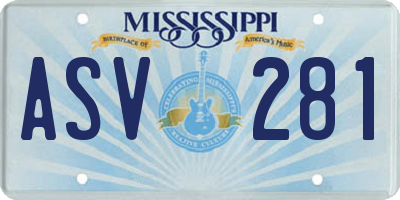 MS license plate ASV281