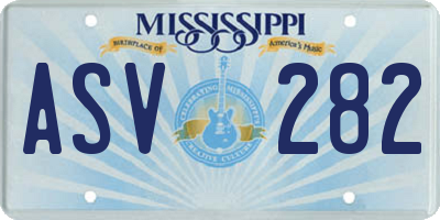 MS license plate ASV282