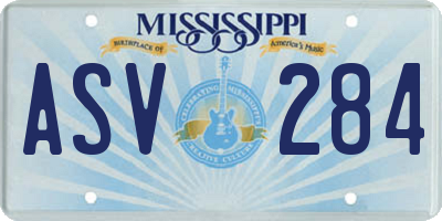 MS license plate ASV284