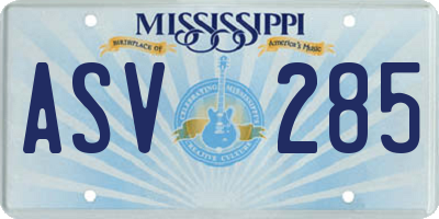 MS license plate ASV285