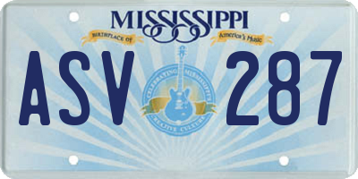 MS license plate ASV287
