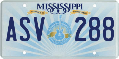 MS license plate ASV288