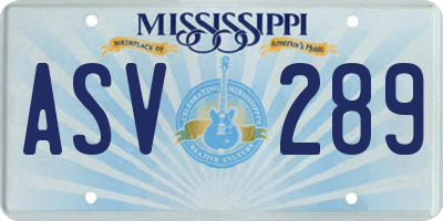 MS license plate ASV289