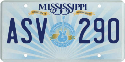 MS license plate ASV290