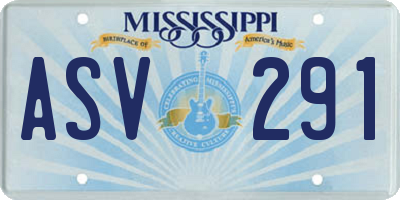 MS license plate ASV291
