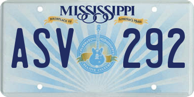 MS license plate ASV292