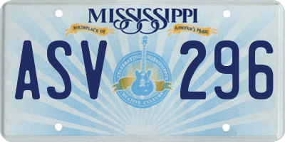 MS license plate ASV296