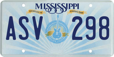 MS license plate ASV298