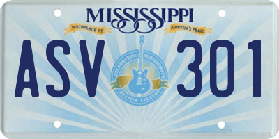 MS license plate ASV301