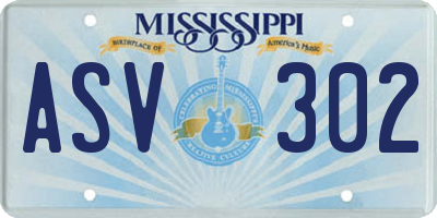 MS license plate ASV302