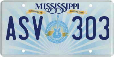 MS license plate ASV303
