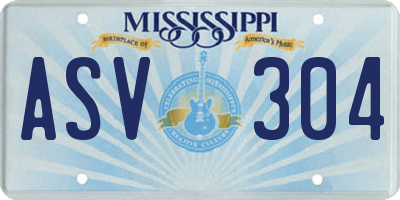 MS license plate ASV304