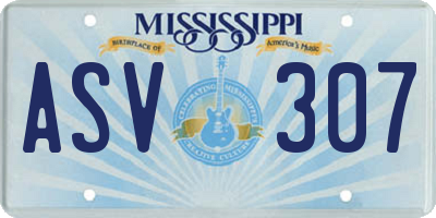 MS license plate ASV307