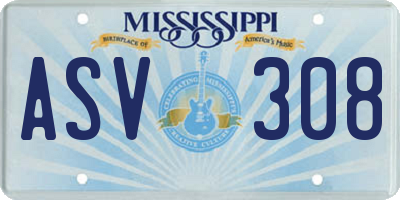 MS license plate ASV308