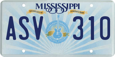 MS license plate ASV310