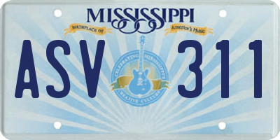 MS license plate ASV311