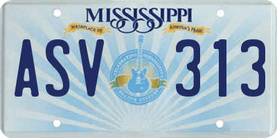 MS license plate ASV313