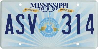 MS license plate ASV314