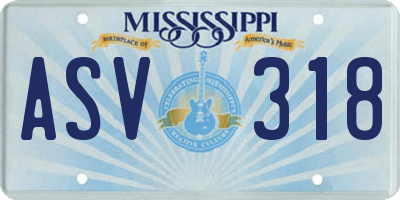 MS license plate ASV318