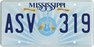 MS license plate ASV319