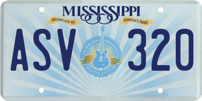 MS license plate ASV320