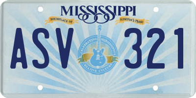 MS license plate ASV321