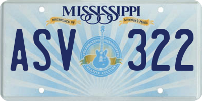 MS license plate ASV322