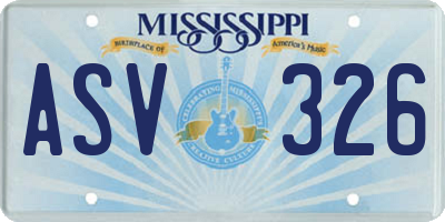 MS license plate ASV326
