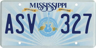 MS license plate ASV327